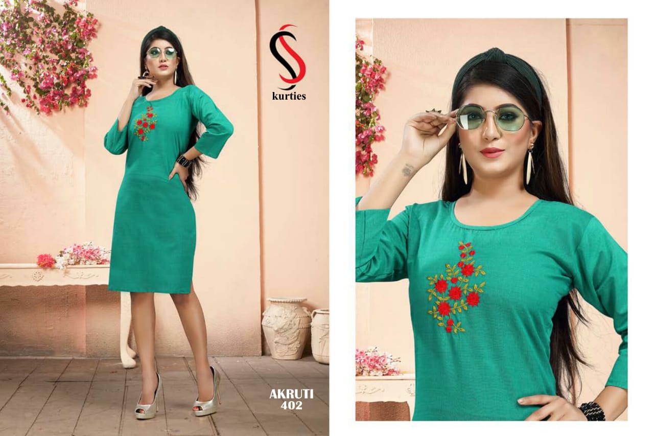 SS Akruti 4 Handloom Cotton Straight Cut Kurtis